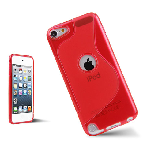 Custodia Silicone Trasparente Morbida S-Line per Apple iPod Touch 5 Rosso