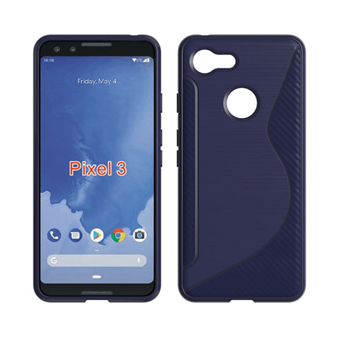 Custodia Silicone Trasparente Morbida S-Line per Google Pixel 3 Blu