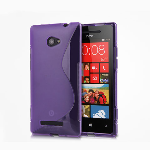 Custodia Silicone Trasparente Morbida S-Line per HTC 8X Windows Phone Viola