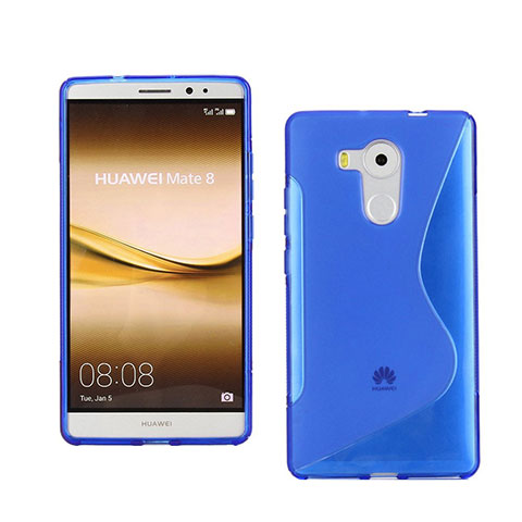 Custodia Silicone Trasparente Morbida S-Line per Huawei Mate 8 Blu
