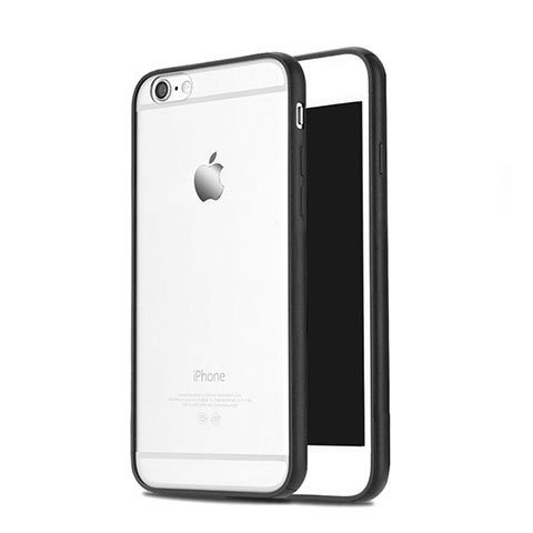 Custodia Silicone Trasparente Opaca Laterale per Apple iPhone 6 Plus Nero