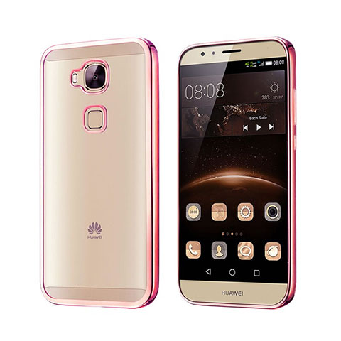 Custodia Silicone Trasparente Opaca Laterale per Huawei G8 Oro Rosa