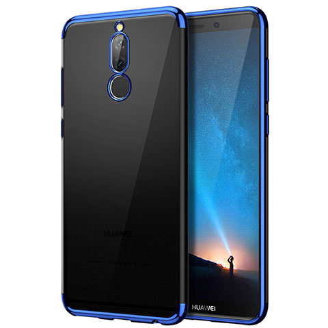 Custodia Silicone Trasparente Opaca Laterale per Huawei Mate 10 Lite Blu