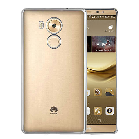 Custodia Silicone Trasparente Opaca Laterale per Huawei Mate 8 Argento