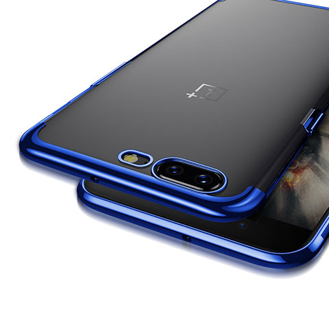Custodia Silicone Trasparente Opaca Laterale per OnePlus 5 Blu