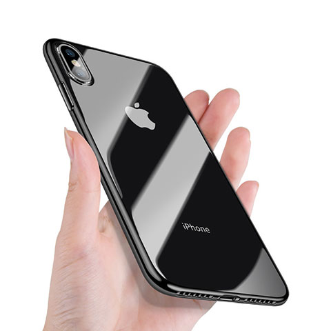 Custodia Silicone Trasparente Specchio Laterale 360 Gradi C02 per Apple iPhone Xs Nero