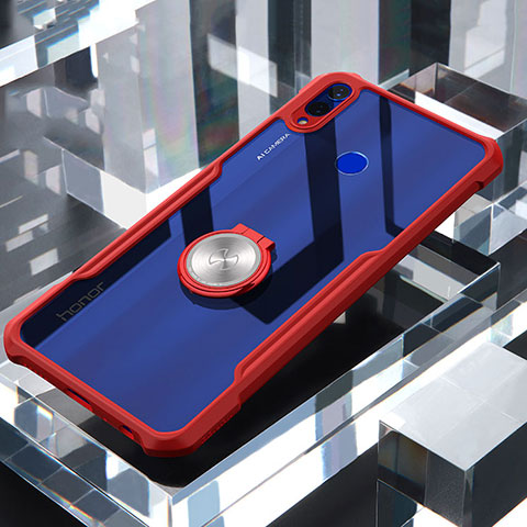 Custodia Silicone Trasparente Specchio Laterale 360 Gradi con Magnetico Anello Supporto per Huawei Honor 8X Rosso