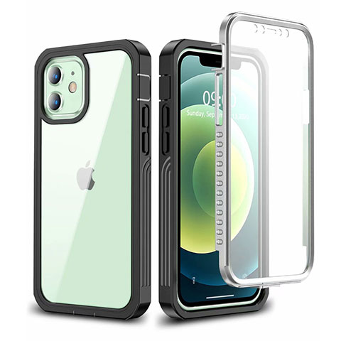 Custodia Silicone Trasparente Specchio Laterale 360 Gradi per Apple iPhone 12 Nero