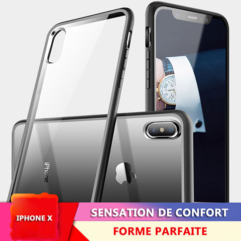 Custodia Silicone Trasparente Specchio Laterale 360 Gradi per Apple iPhone Xs Max Nero