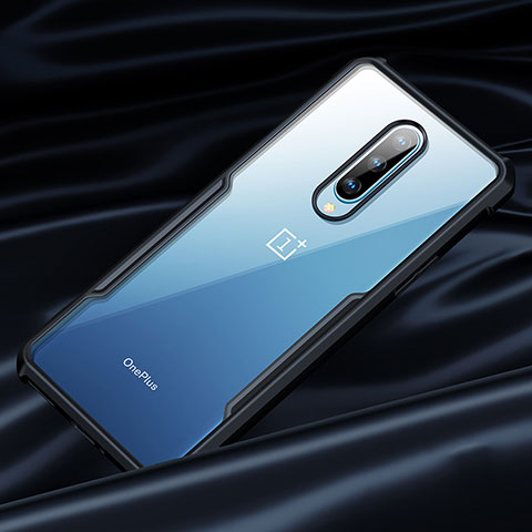 Custodia Silicone Trasparente Specchio Laterale 360 Gradi per OnePlus 8 Nero