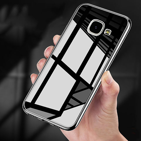 Custodia Silicone Trasparente Specchio Laterale 360 Gradi per Samsung Galaxy A9 Pro (2016) SM-A9100 Nero
