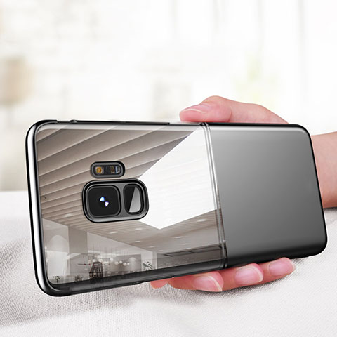 Custodia Silicone Trasparente Specchio Laterale 360 Gradi per Samsung Galaxy S9 Nero