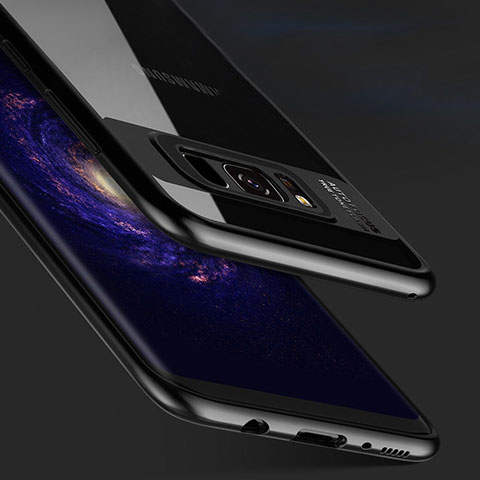 Custodia Silicone Trasparente Specchio Laterale 360 Gradi R04 per Samsung Galaxy S8 Plus Nero
