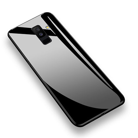 Custodia Silicone Trasparente Specchio Laterale 360 Gradi T02 per Samsung Galaxy A6 Plus (2018) Nero