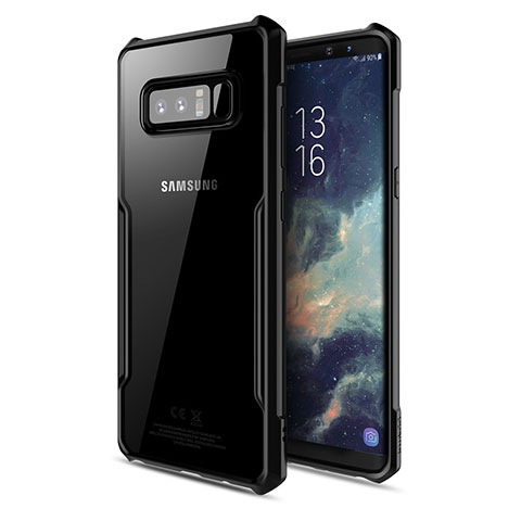 Custodia Silicone Trasparente Specchio Laterale 360 Gradi T03 per Samsung Galaxy Note 8 Duos N950F Nero