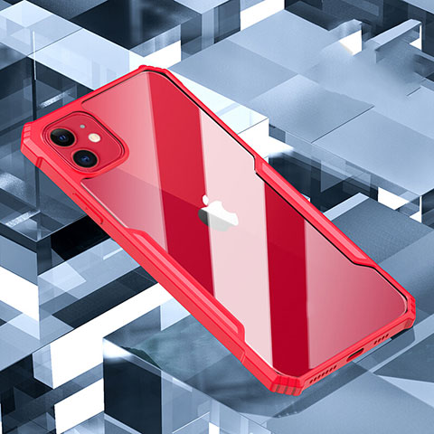 Custodia Silicone Trasparente Specchio Laterale Cover H01 per Apple iPhone 11 Rosso