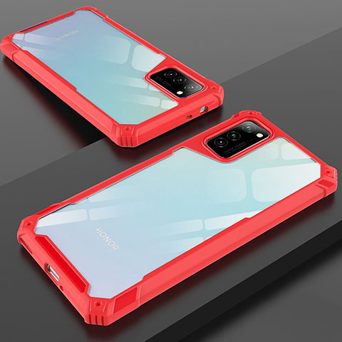 Custodia Silicone Trasparente Specchio Laterale Cover H01 per Huawei Honor View 30 5G Rosso