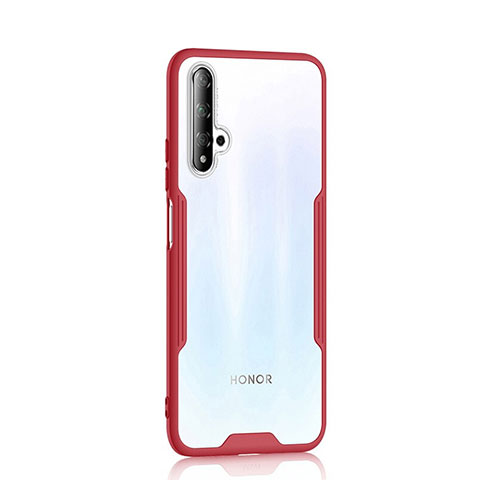 Custodia Silicone Trasparente Specchio Laterale Cover H01 per Huawei Nova 5T Rosso