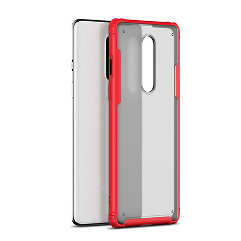 Custodia Silicone Trasparente Specchio Laterale Cover H01 per OnePlus 8 Rosso