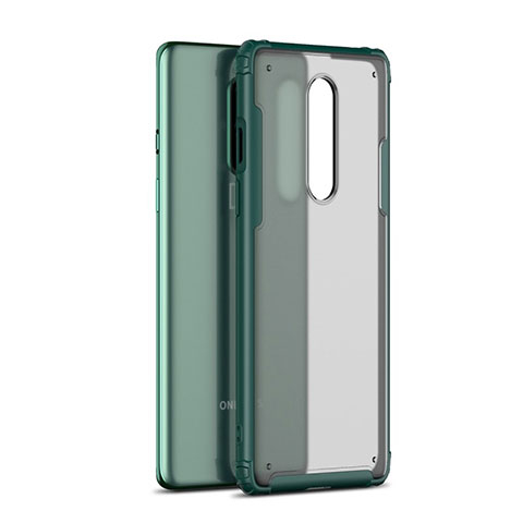 Custodia Silicone Trasparente Specchio Laterale Cover H01 per OnePlus 8 Verde