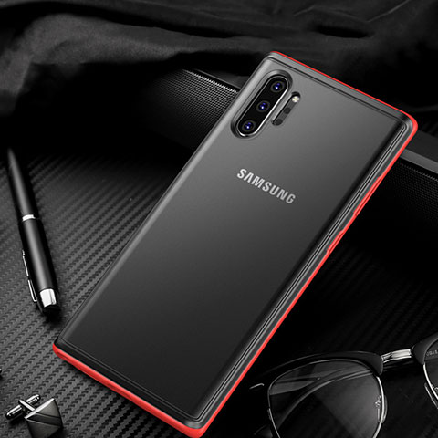 Custodia Silicone Trasparente Specchio Laterale Cover H01 per Samsung Galaxy Note 10 Plus Rosso