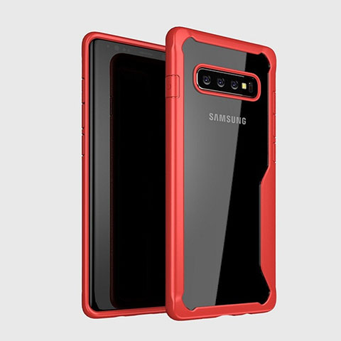 Custodia Silicone Trasparente Specchio Laterale Cover H01 per Samsung Galaxy S10 5G Rosso