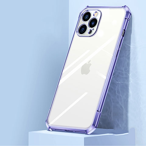 Custodia Silicone Trasparente Specchio Laterale Cover H02 per Apple iPhone 12 Pro Max Lavanda