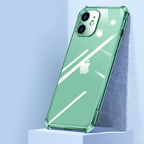 Custodia Silicone Trasparente Specchio Laterale Cover H02 per Apple iPhone 12 Verde