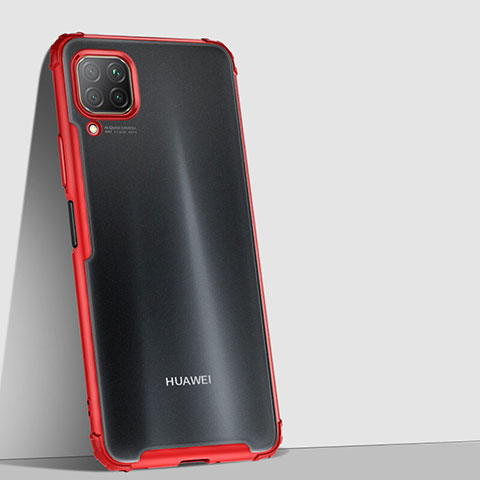 Custodia Silicone Trasparente Specchio Laterale Cover H02 per Huawei P40 Lite Rosso