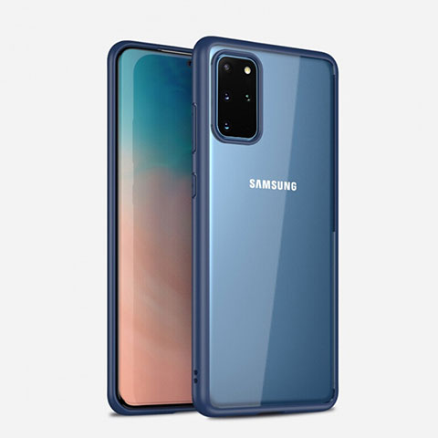 Custodia Silicone Trasparente Specchio Laterale Cover H02 per Samsung Galaxy S20 Plus Blu