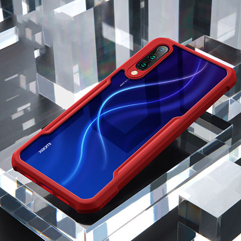 Custodia Silicone Trasparente Specchio Laterale Cover H02 per Xiaomi Mi A3 Rosso