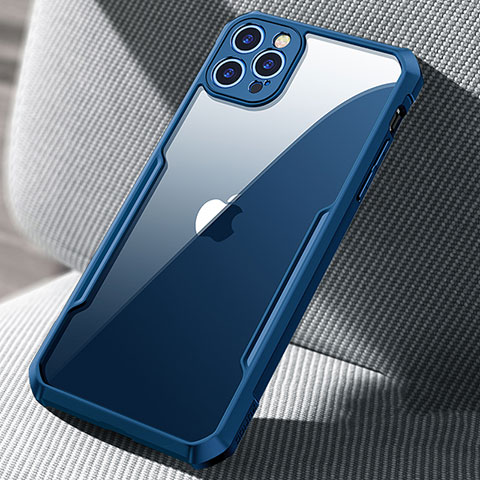 Custodia Silicone Trasparente Specchio Laterale Cover H03 per Apple iPhone 12 Pro Blu