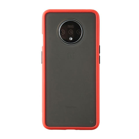 Custodia Silicone Trasparente Specchio Laterale Cover H03 per OnePlus 7T Rosso