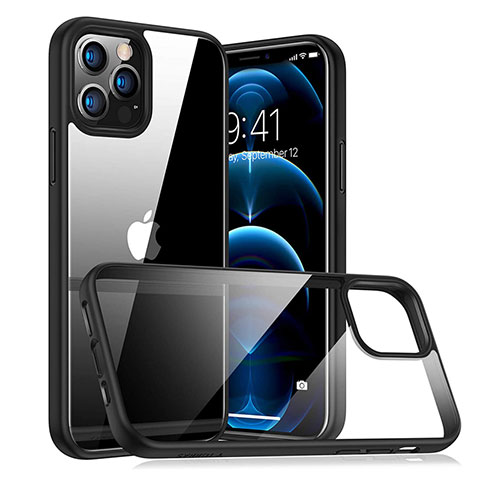 Custodia Silicone Trasparente Specchio Laterale Cover H04 per Apple iPhone 12 Pro Nero