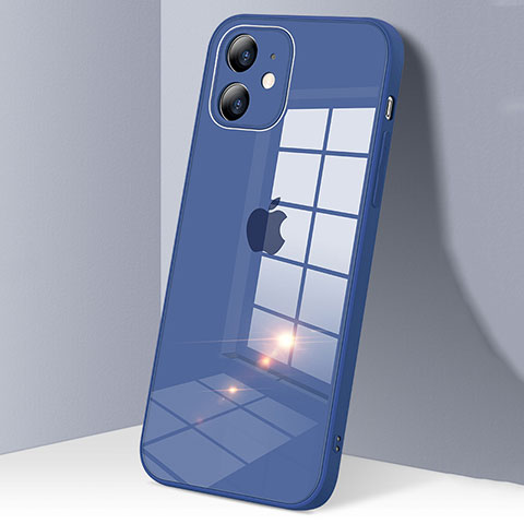 Custodia Silicone Trasparente Specchio Laterale Cover H06 per Apple iPhone 12 Blu