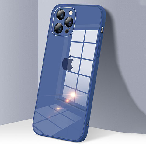 Custodia Silicone Trasparente Specchio Laterale Cover H06 per Apple iPhone 12 Pro Blu