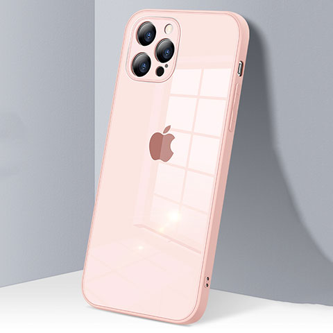 Custodia Silicone Trasparente Specchio Laterale Cover H06 per Apple iPhone 12 Pro Max Rosa