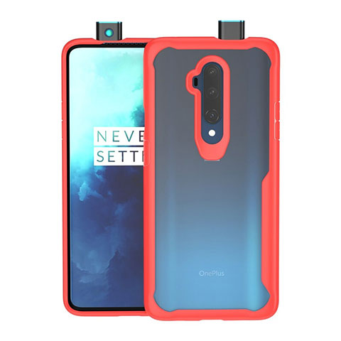 Custodia Silicone Trasparente Specchio Laterale Cover M01 per OnePlus 7T Pro Rosso