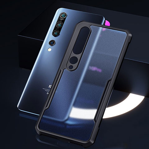 Custodia Silicone Trasparente Specchio Laterale Cover M01 per Xiaomi Mi 10 Nero
