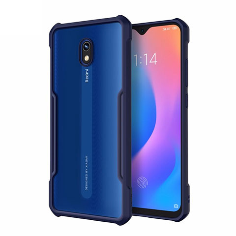 Custodia Silicone Trasparente Specchio Laterale Cover M01 per Xiaomi Redmi 8A Blu