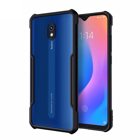 Custodia Silicone Trasparente Specchio Laterale Cover M01 per Xiaomi Redmi 8A Nero