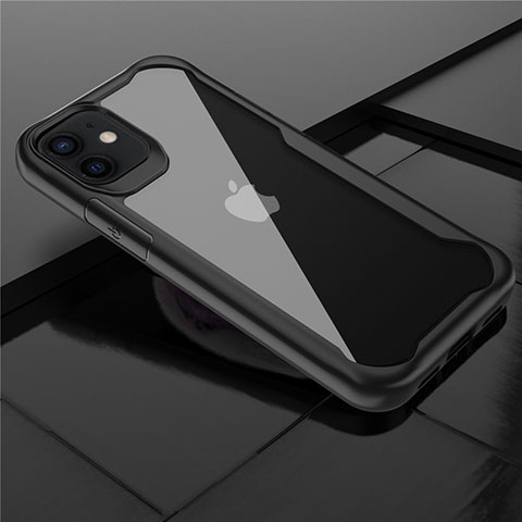 Custodia Silicone Trasparente Specchio Laterale Cover M02 per Apple iPhone 12 Mini Nero