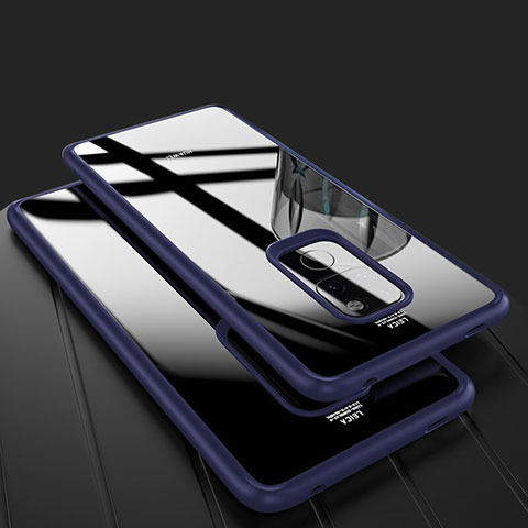 Custodia Silicone Trasparente Specchio Laterale Cover M02 per Huawei Mate 20 Blu