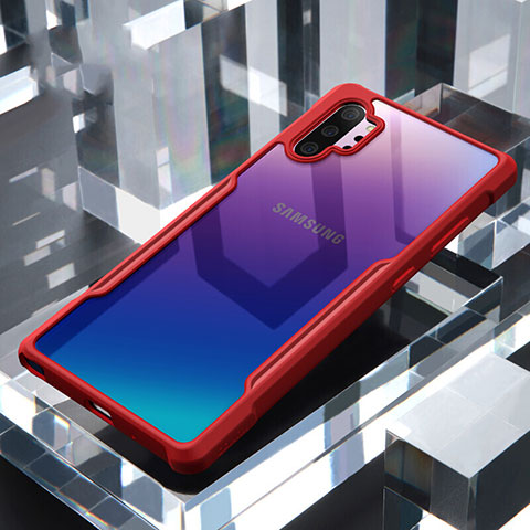 Custodia Silicone Trasparente Specchio Laterale Cover M02 per Samsung Galaxy Note 10 Plus Rosso