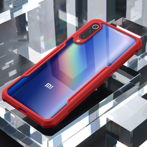 Custodia Silicone Trasparente Specchio Laterale Cover M02 per Xiaomi Mi 9 Rosso