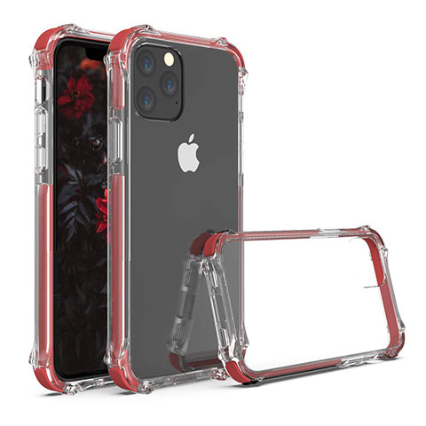 Custodia Silicone Trasparente Specchio Laterale Cover M04 per Apple iPhone 11 Pro Max Rosso