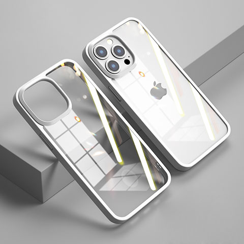 Custodia Silicone Trasparente Specchio Laterale Cover M04 per Apple iPhone 13 Pro Max Bianco