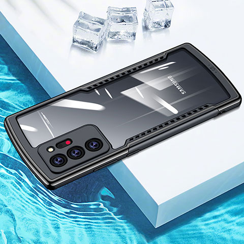 Custodia Silicone Trasparente Specchio Laterale Cover M04 per Samsung Galaxy Note 20 Ultra 5G Nero