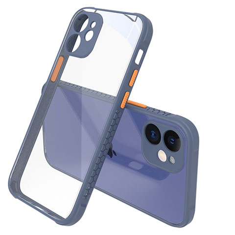 Custodia Silicone Trasparente Specchio Laterale Cover M05 per Apple iPhone 12 Mini Grigio Lavanda