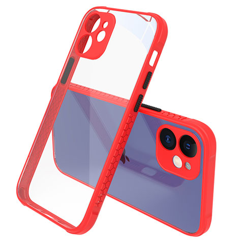 Custodia Silicone Trasparente Specchio Laterale Cover M05 per Apple iPhone 12 Mini Rosso